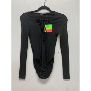 Missguided Women's Body Suit Size 8 Long Sleeve New With Tags Lace Up Front